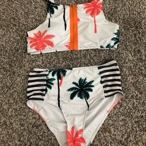 High rise two piece bathing suit